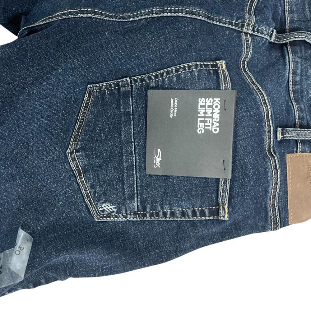 Silver Jeans Konrad Slim Fit Slim Leg Jeans Indigo Max Flex Stretch Men’s 34x30